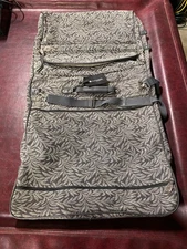 VTG Designer Diane Von Furstenberg Luggage Garment Bag Gray Leaf Tapestry Pocket
