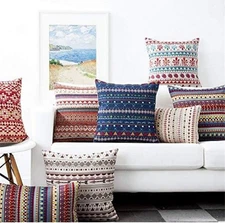 Boho Tribal Cushion Covers Set of 5 16x16" Cotton Sofa Decor by DBfashionvilla