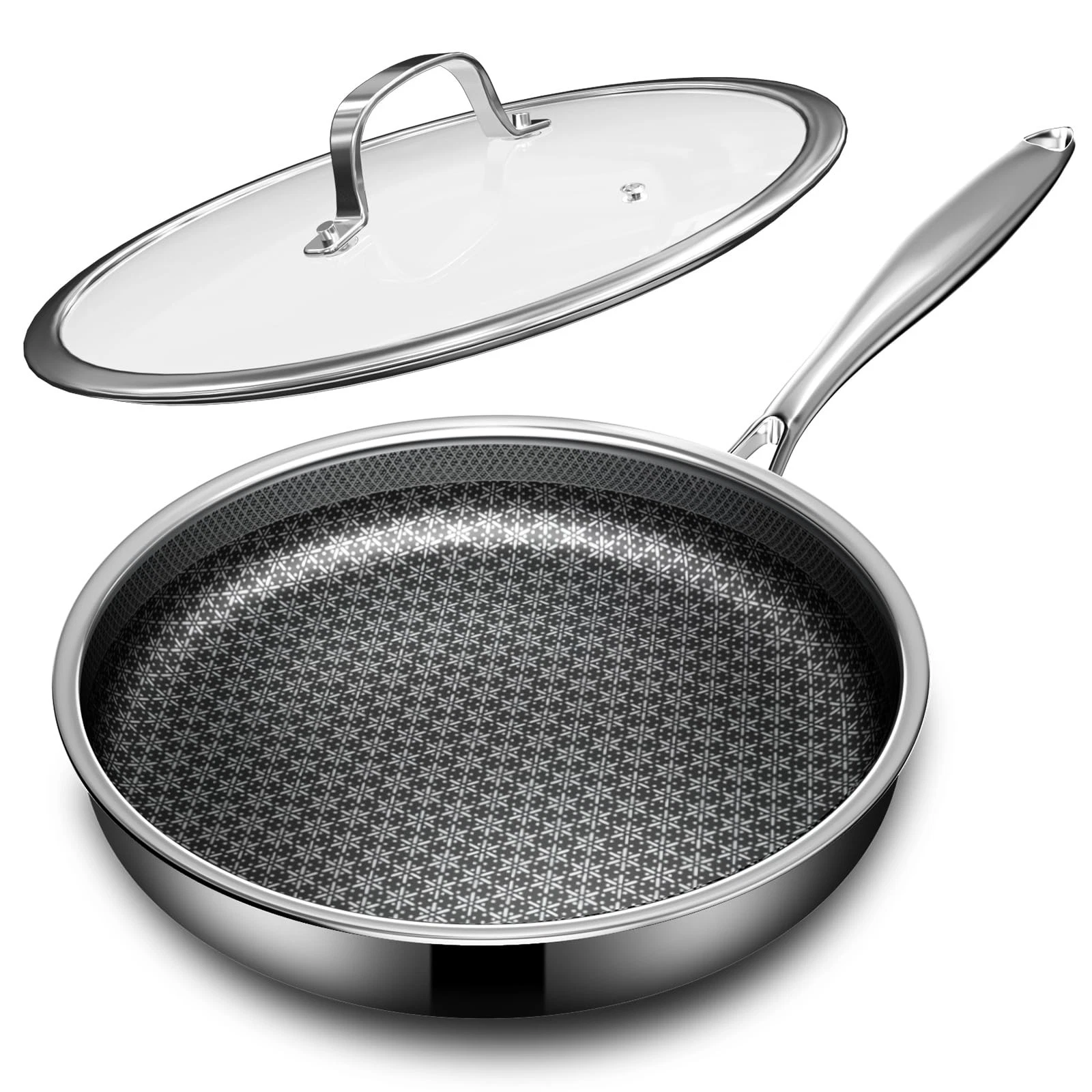 Non Stick Frying Pans with lid, 10 inch Hybrid Frying Pans Nonstick, non stic...