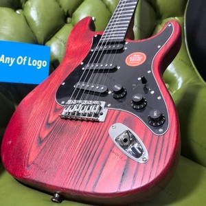 Solide S-T guitare électrique lumière rouge SSS Pick-ups Fret arrondi Edge en inox Fret