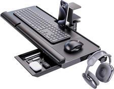 Klearlook Ergonomic Keyboard Tray with 360° Rotation and Storage Drawer