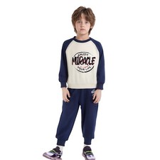 Kids Boys Outfit Vacation Tracksuit Elastic Waistband Set Party Color Block