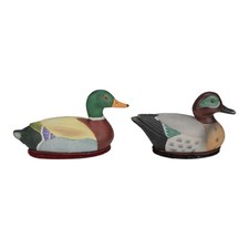 Vintage 1983 Jasco Ceramic Duck Decoy Clothes Lint Brushes Pair