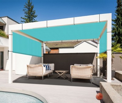 3-9ft Turquoise Pergola Replacement Cover Sun Shade Cover Outdoor w/Rod Pocket