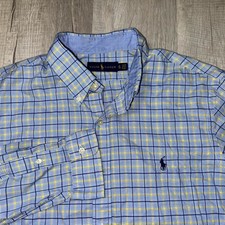 Polo Ralph Lauren Shirt Mens XL Blue Plaid Pony Long Sleeve Button Down Tartan