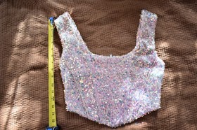 Olivaceous Iridescent Pink Mermaid Sequin Corset Top size S/M 