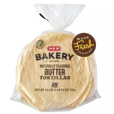 3 HEB Bakery Butter Flour Soft Tortillas 20 Count Fresh In Store For Tacos