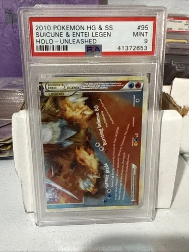 Pokemon Suicune & Entei Legend Bottom Unleashed Holo Rare #95 PSA 9 Mint