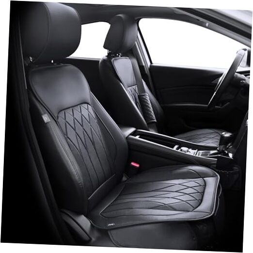  Front Seat Covers Waterproof Leather Car with Shoulder Front Pair Black