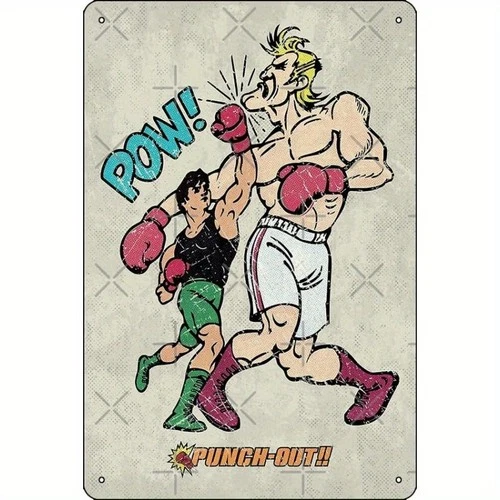 Vintage Punch-Out Boxing Game Tin Metal Signs Home Décor 8x12 Wall Art,Retro for