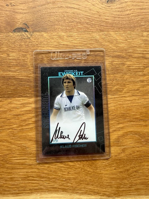 Klaus Fischer Autogramm Schalke Karte Original Signiert /99 Ultimate Dropz Serie