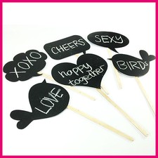 6 Paper Bubble Speech Chalk Board Photo Booth Props Wedding Party Photobooth