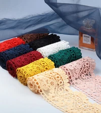 50 DESIGNS! Embroidered Venise Lace Edging TRIM Sewing Craft Upholstery Costume