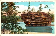 Sugar Bowl Rock Lower Dells of Wisconsin River Postcard A76