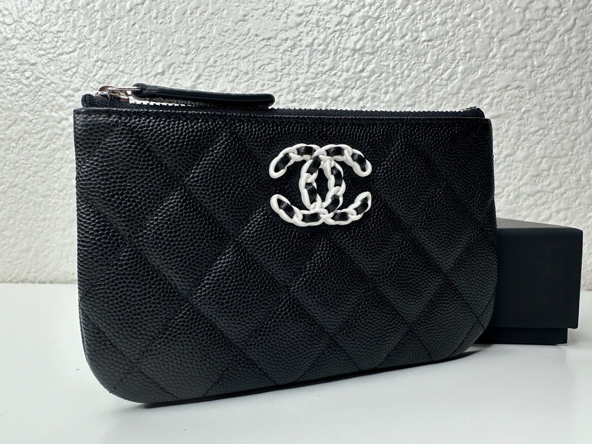 NWT 24C Chanel Classic O-Case Mini Pouch Coin Wallet Black Caviar
