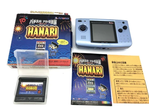 Neo Geo Pocket Color Console Blue SNK Tested with 1 software Japan game HANABI