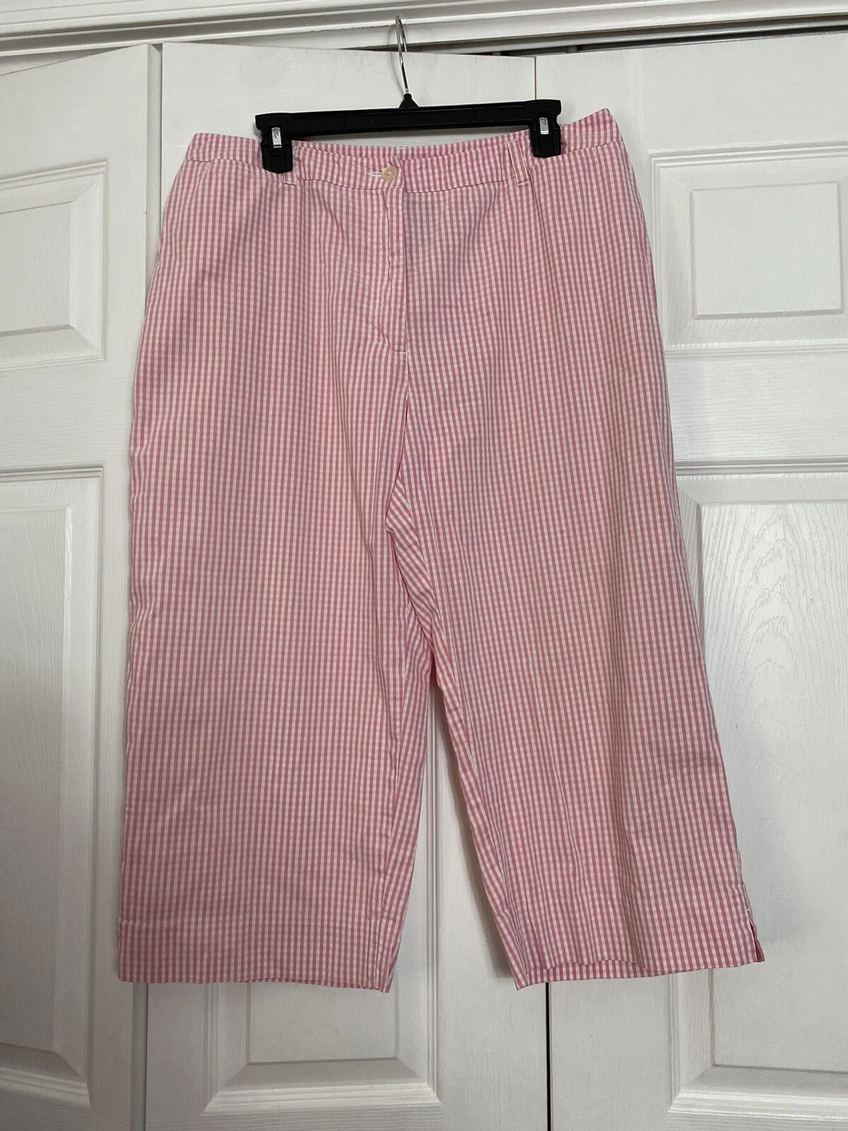 Lauren Ralph Lauren Size 12 Pink Gingham Check Capri Pants Cropped Women’s