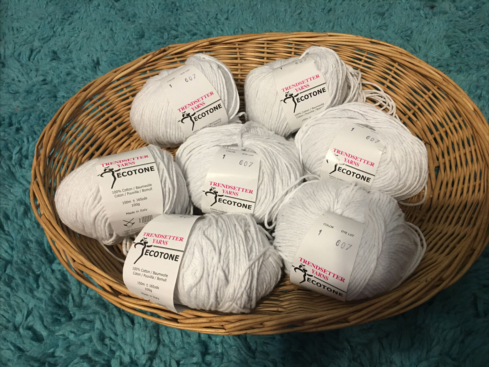 7 Balls Trendsetter Yarns - Ecotone - Worsted weight Cotton Color #1 Lot 607