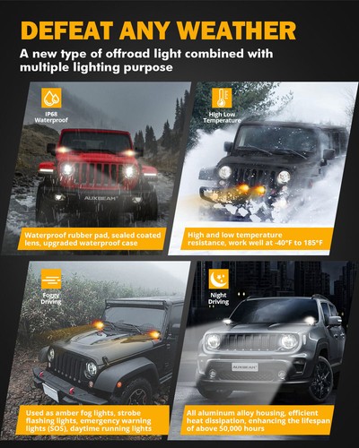 AUXBEAM 3" inch 96W 9600LM Strobe LED Cube Driving Fog Pods Work Light Bar DRL - Picture 7 of 12