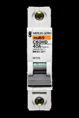 MERLIN GERIN 40 AMP TYP 4 M6 MCB SCHUTZSCHALTER 25705 C60HD MULTI9