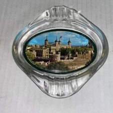 Vintage London Tower Glass Felt Bottom Ashtray