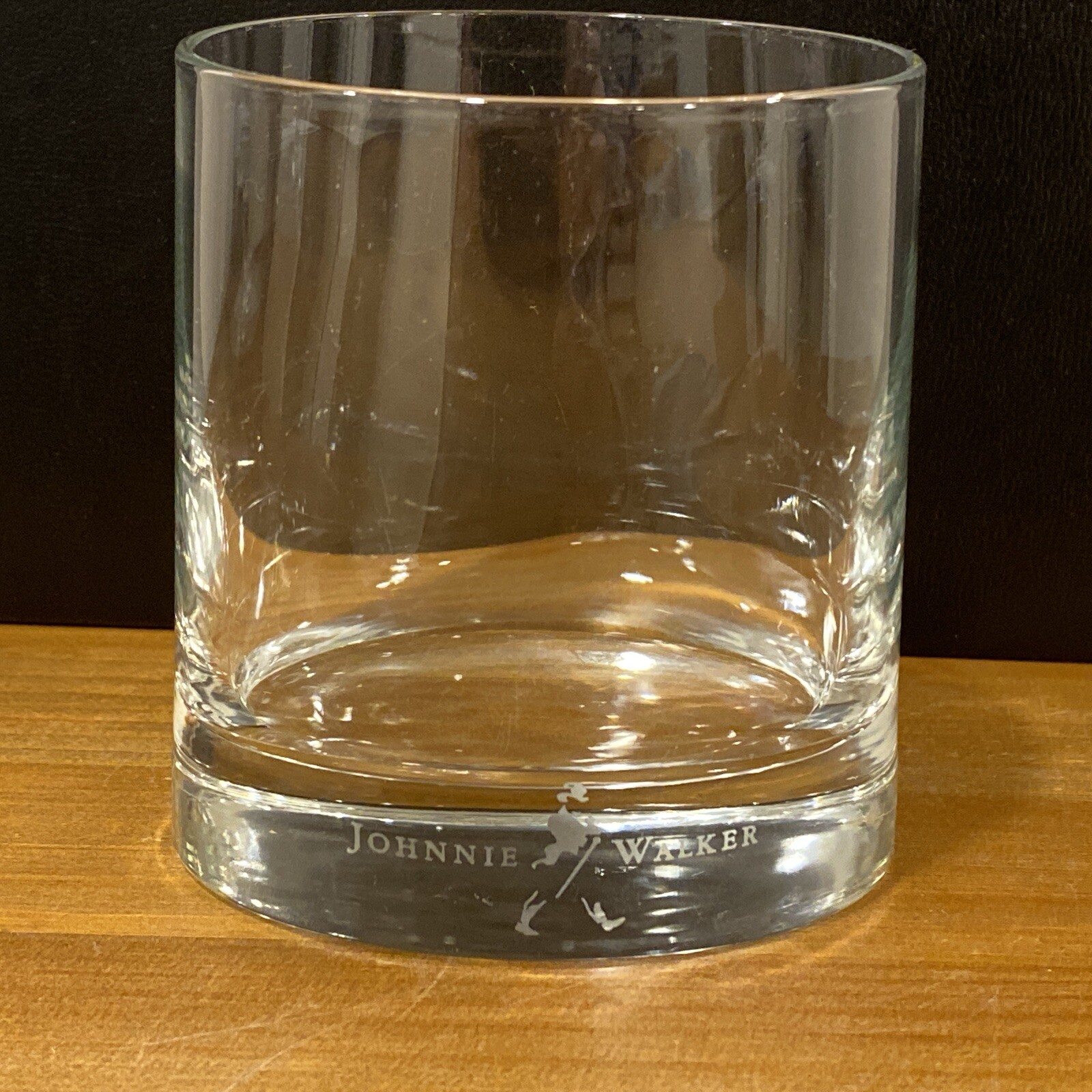 JOHNNIE WALKER Large & Heavy Oval Shaped Base Round Top Whiskey Glass 3.8"