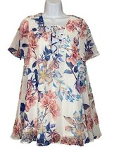 Show Me Your MuMu Rancho Vista Tunic Dress Floral Flutter Sleeve V Neck XS EUC