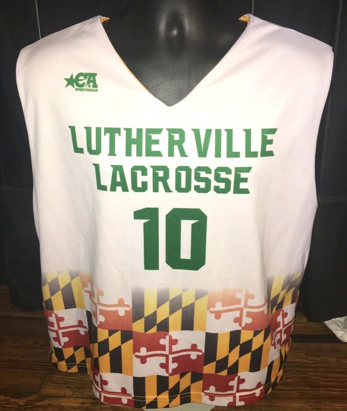 Vtg LUTHERVILLE LACROSSE Jersey LAX Baltimore MARYLAND FLAG Rare TEAM ISSUE