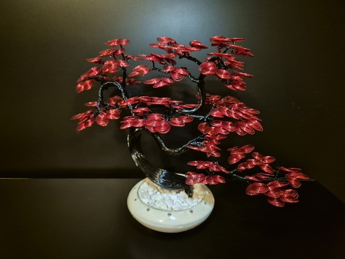 Handmade Wire Bonsai Tree H 10inch/Red Black/ Aluminium Wire/High Quality Art. - Picture 10 of 11