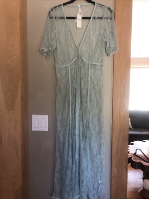 anthropologie mint green dress Sheer Lace Button down Midi In Size Small NWT Fabric_tulle