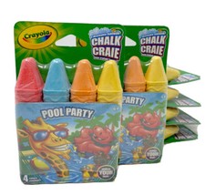 Crayola Pool Party Sidewalk Chalk 4 Colors Washable Outdoor Art Lot of 6 Favors