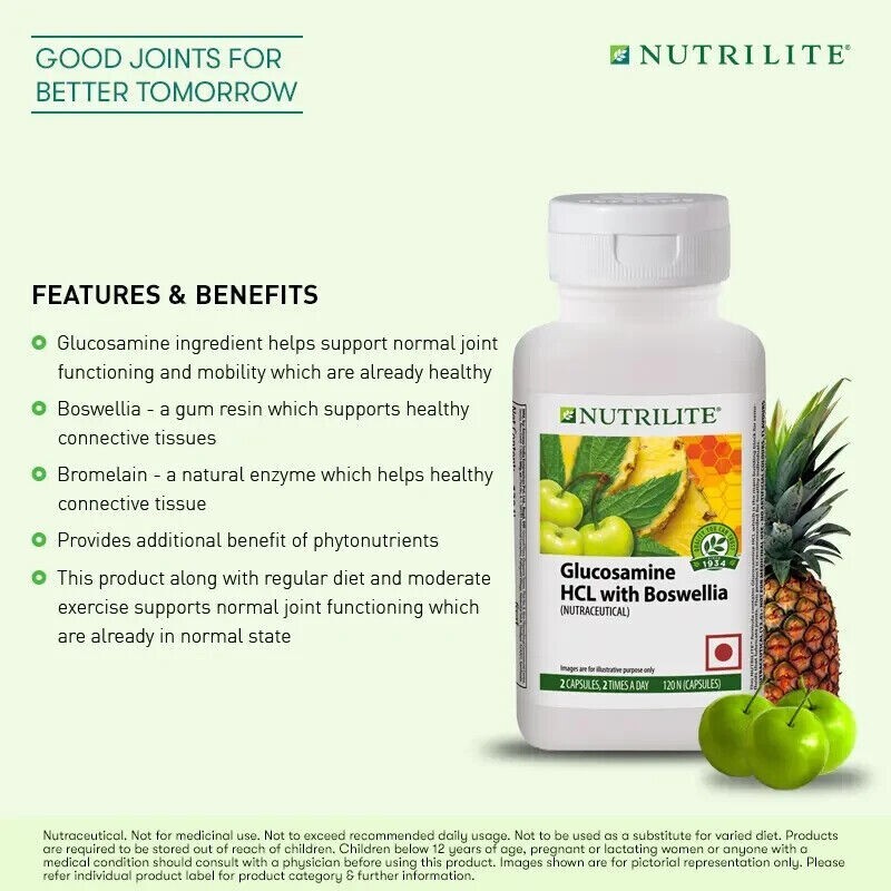 Amway NUTRILITE Glucosamine HCL with Boswellia 120 Tabs For Joints