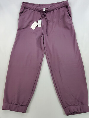 Halston Studio Damen Sweatpants HSWF2160011 Schwarz Pflaume Mit Taschen 2XL 68$