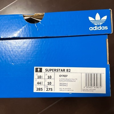 adidas SUPERSTAR 82 Sneaker Cloud White Core Black Off-White GY7037 US10.5  28.5