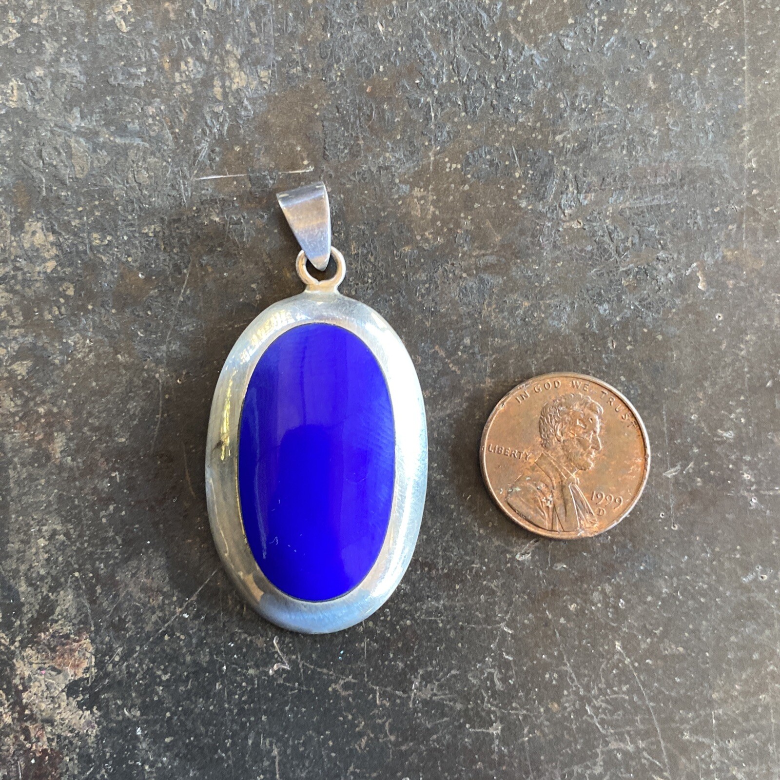 Sterling Silver Lapis Oval Statement Pendant - image 2