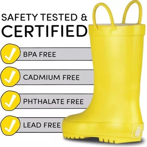 Kids Boys Girls Lone Cone Wellies Rain Boots Pink Dinosaurs Easy On Handles - Picture 4 of 14