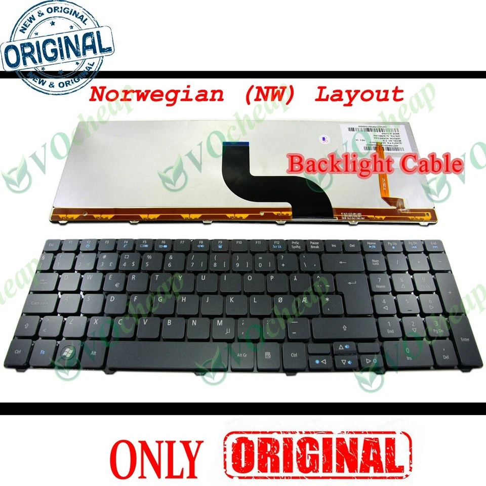 Acer Aspire 5810 5810T 5410T 5536G 5738 5740 8935 8940 Keyboard Sweden Norway - Image 2 of 3