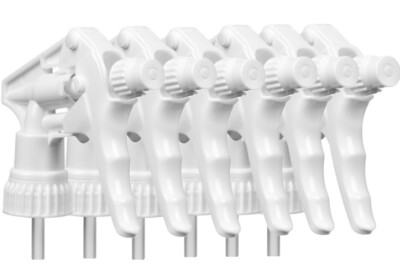 6 Pc Pack White Heavy Duty Trigger Sprayer, 9- 1/4  Dip Tube 28-400