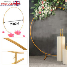2M Round Hoop Balloon Arch Backdrop Flower Display Stand Frame Wedding Gold UK