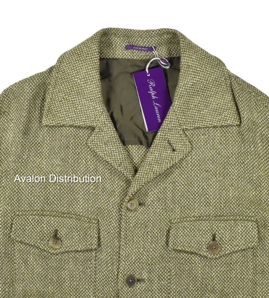 Chaqueta Ralph Lauren Etiqueta Púrpura Oliva Lino Seda Snowdon Safari Nueva $1495 Foto 3 de 4