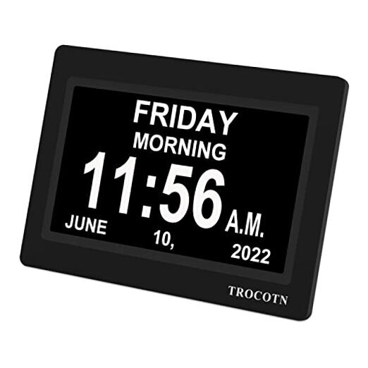 7-Inch Dementia Alarm Clock with Large Display in Black