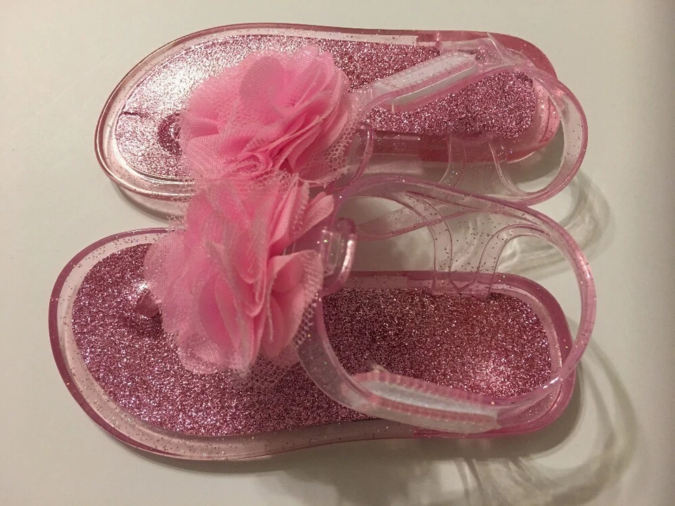 Girls Children Sandals Shoes Size 7 Pink Glitter Jelly Baby - Image 4 of 4
