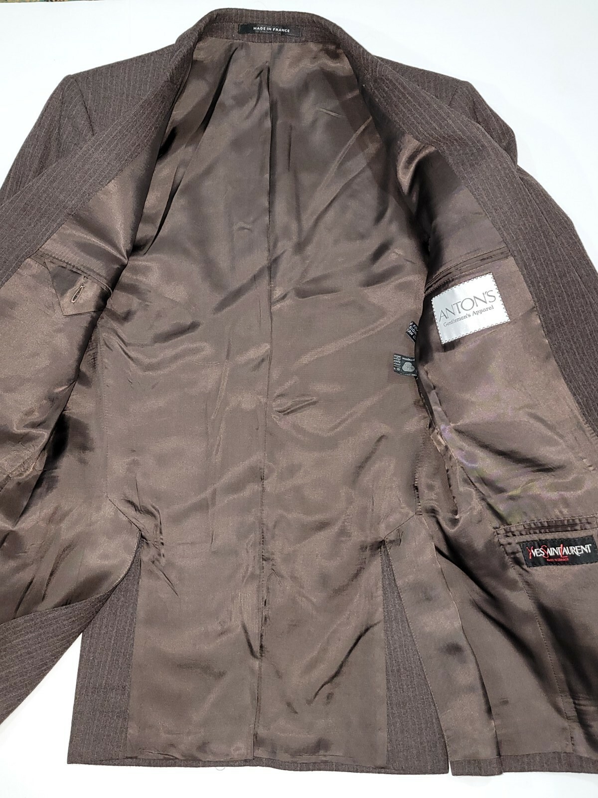 Giacca blazer cappotto sportivo uomo vintage Yves Saint Laurent marrone a righe 38 40R