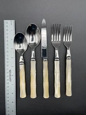 PEARL BAMBOO 18/10 Italy Acrylic Lucite CHOICE Flatware Knife Fork Spoon Inox