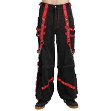 Mens Extreme Bondage Red Skater Gothic Punk Rocker Cyber Gothic Steampunk Pant