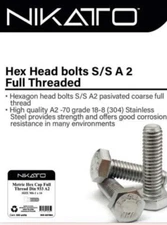 50 Pack M8-1.25 x 50mm, Hex Head Cap Screw, Stainless Steel A2 NIKATTO USA STOCK