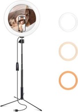 10 Led Ring Light with Tripod Stand Phone Holder, Dimmable Desk Makeup