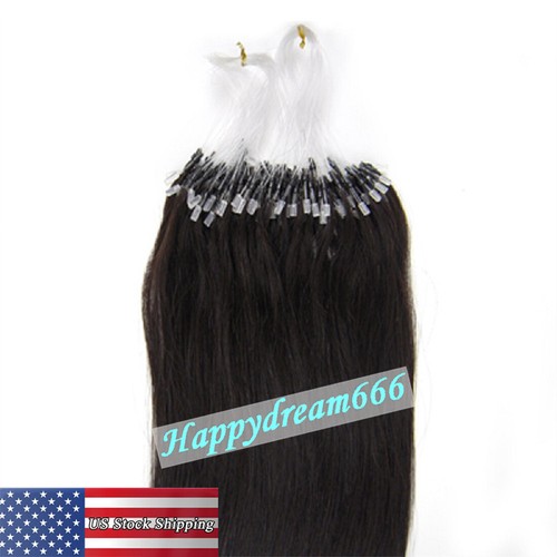 Micro Ring Loop Tip Remy Human Hair Extensions Silky Straight Micro Bead Link US - Picture 20 of 84