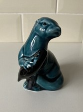 Poole Pottery “Dolphin Blue” Glazed Ceramic Otter 4.5 Inches Tall