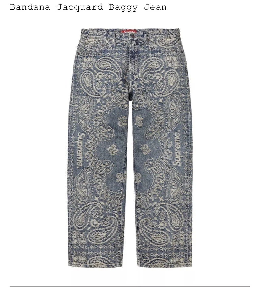 TAILLE 30   JEAN BAGGY JACQUARD BANDANA SUPRÊME (DENIM)   COMMANDE CONFIRMÉE PRÉCOMMANDE